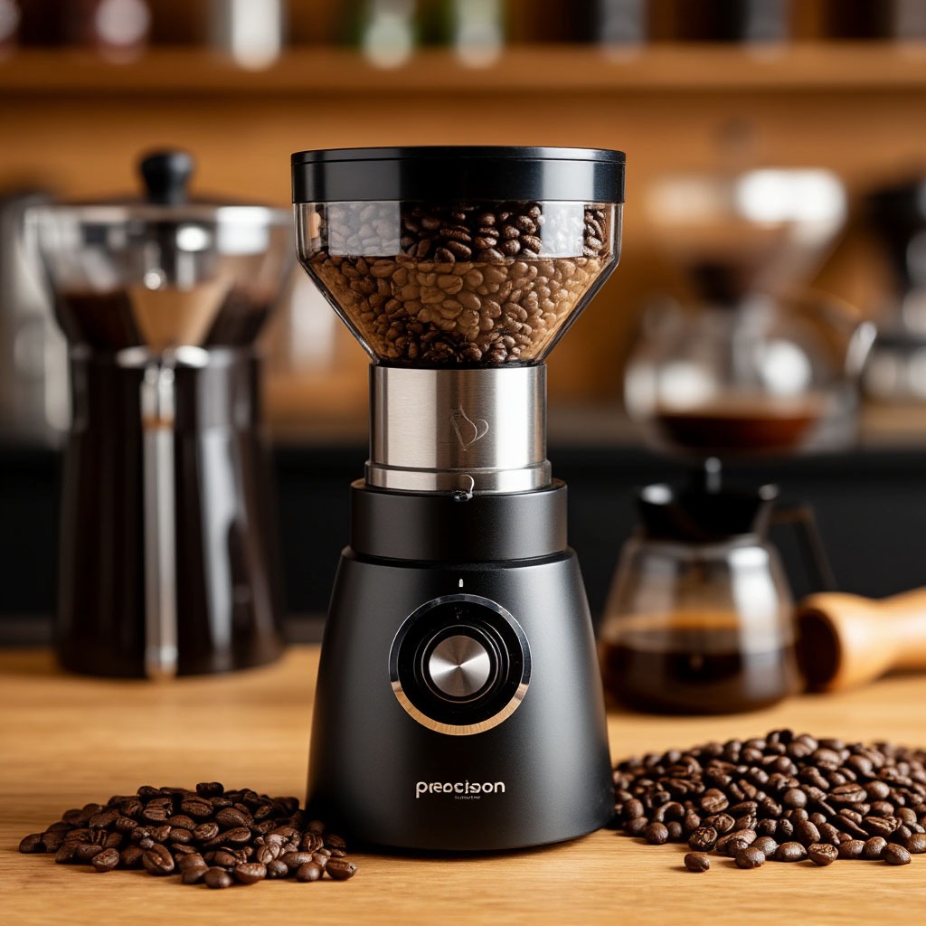 Precision coffee grinders with titanium burrs